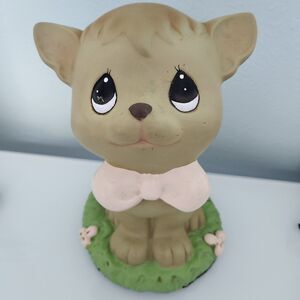 Precious Moments Tan and Green Cat Figurine